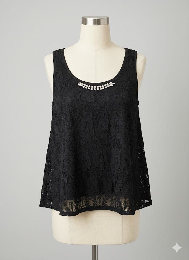 Elegant Black Lace Tank Top