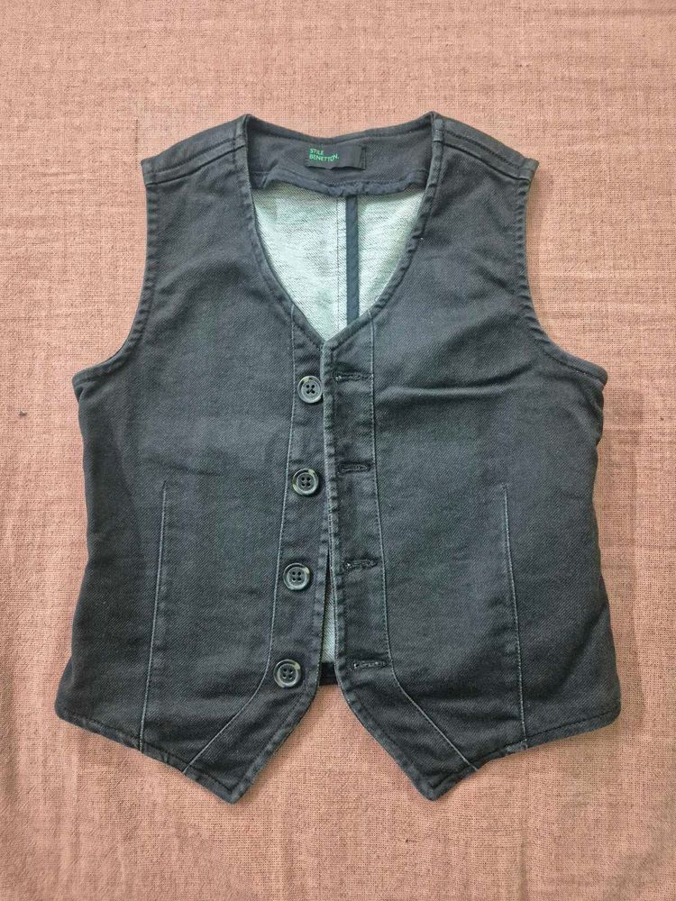 Stylish Dark Grey Denim Vest - Used Once