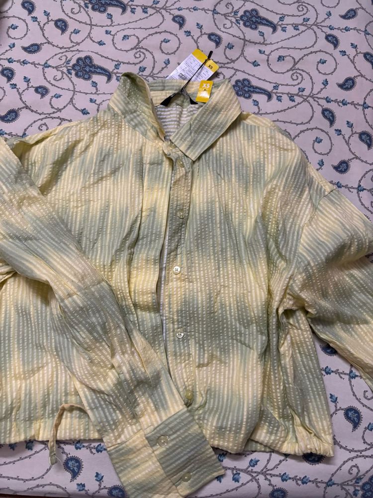 Yellow &amp; Green Striped Button-Up Shirt