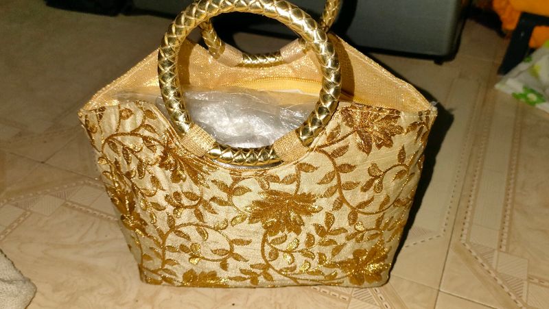 Gold Embroidered Party Bag