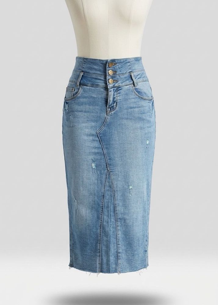High waist denim skirt