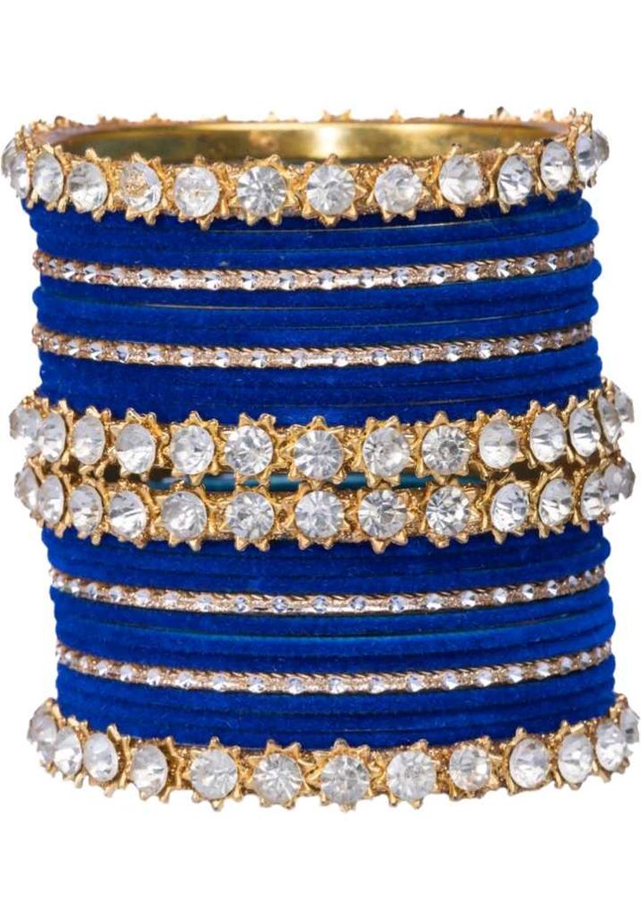 Royal Blue &amp; Metal Gold velvet Bangles