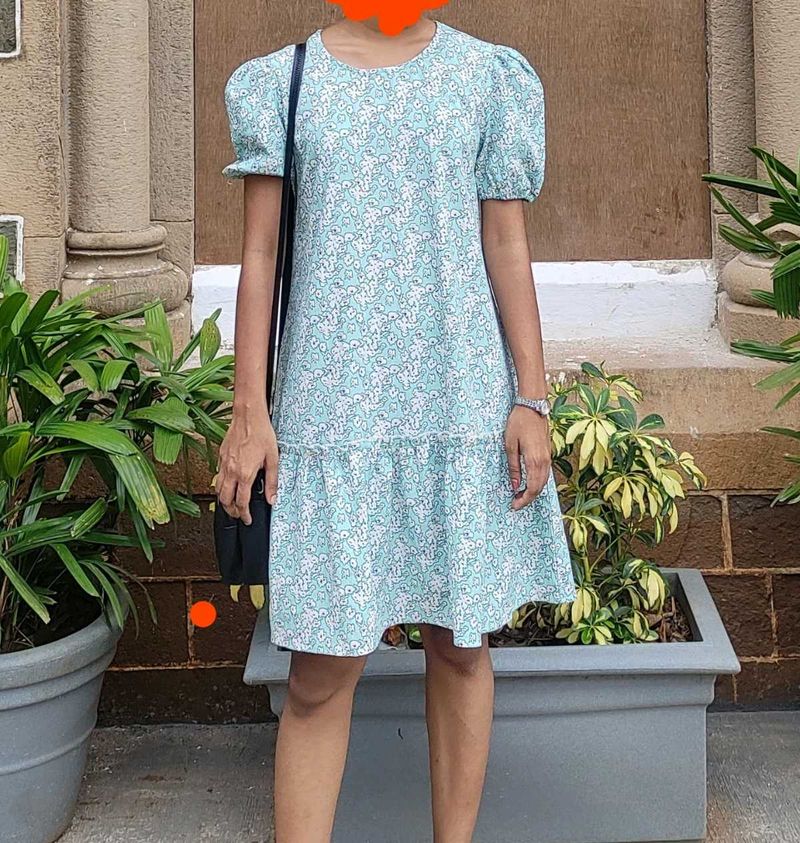 Light Blue Floral Print Dress