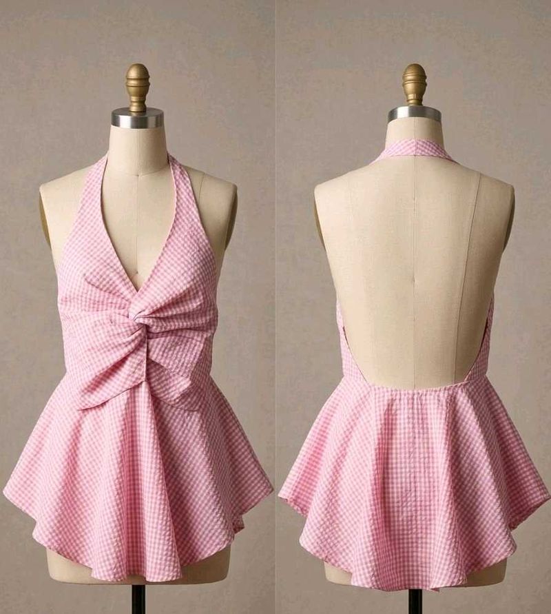 Pink Backless Cute Top