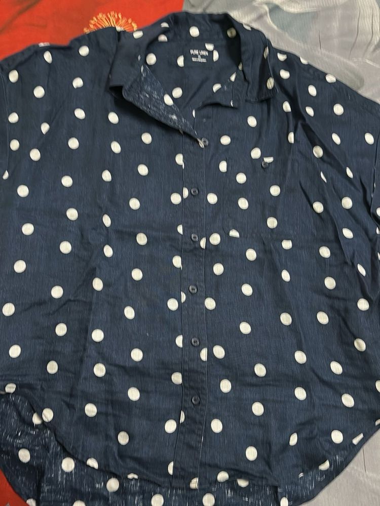 Polka Dot Button-Up Top
