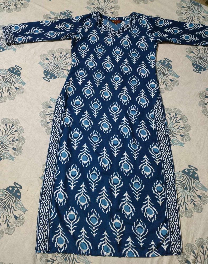 Beautiful Blue Peacock Print Kurta