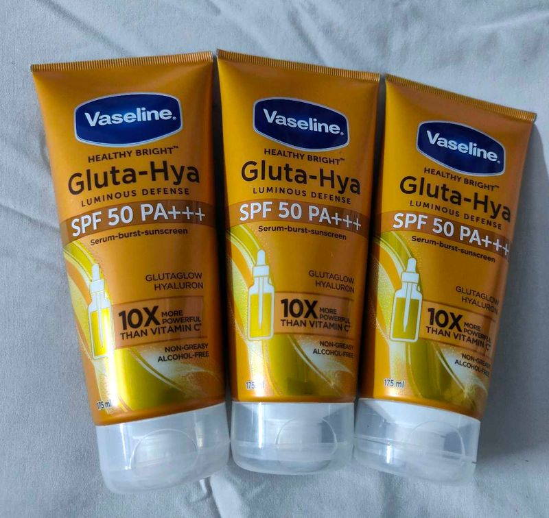 PACK OF 3 VASELINE GLUTA-HYA SPF 50