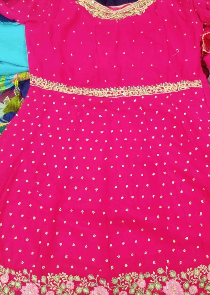 anarkali frock with pant nd dupatta