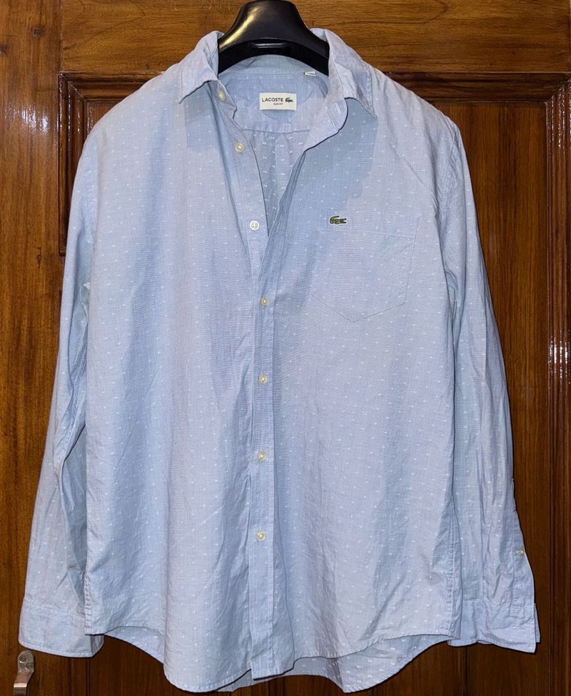 Lacoste Men's Light Blue Dotted Shirt