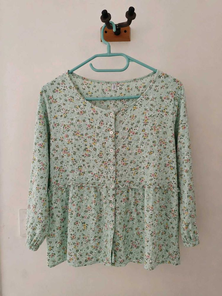 🌸 Fame Forever Floral Peplum Top | Pastel Mint |