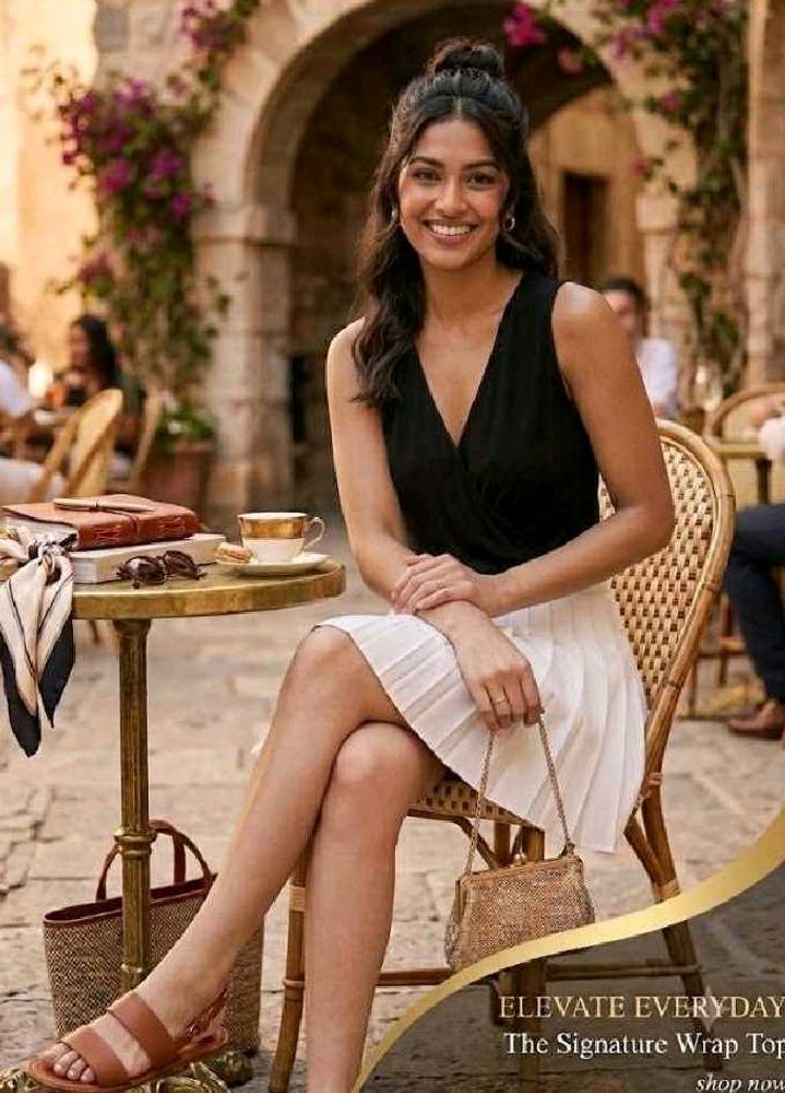Black Sleeveless Wrap Top