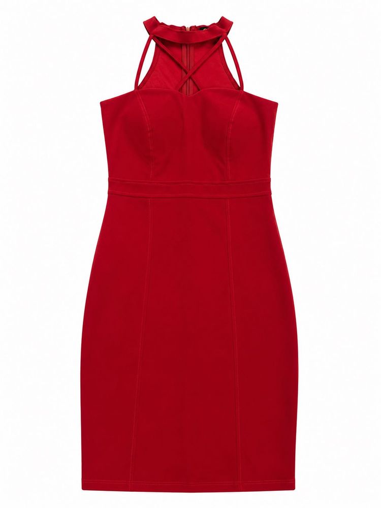 Red Halter Neck Bodycon Dress