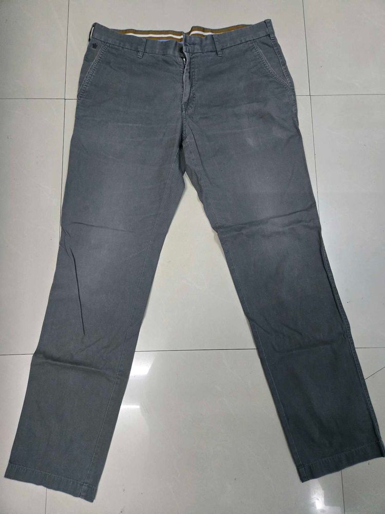 Louis Philippe Men's Gray Casual Pants