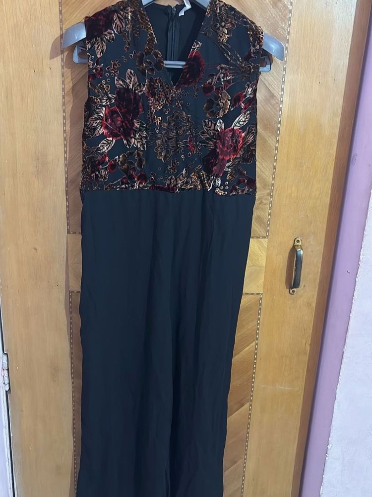 Floral Velvet Top Jumpsuit