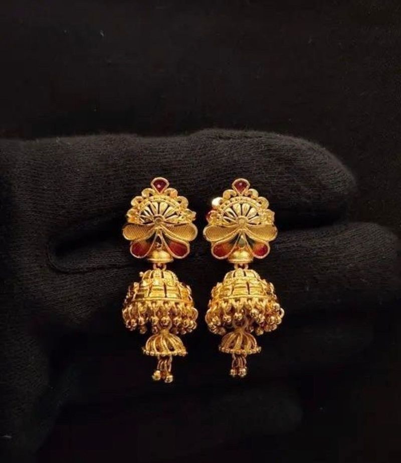 Exquisite Gold Jhumka Earrings
