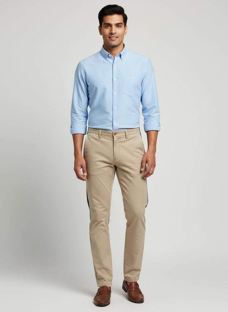 Louis Philippe Men's Beige Chinos