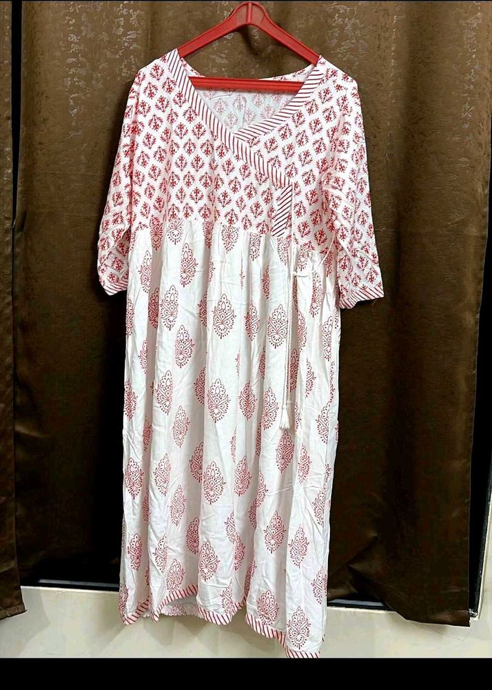 Red &amp; White Printed Dress
