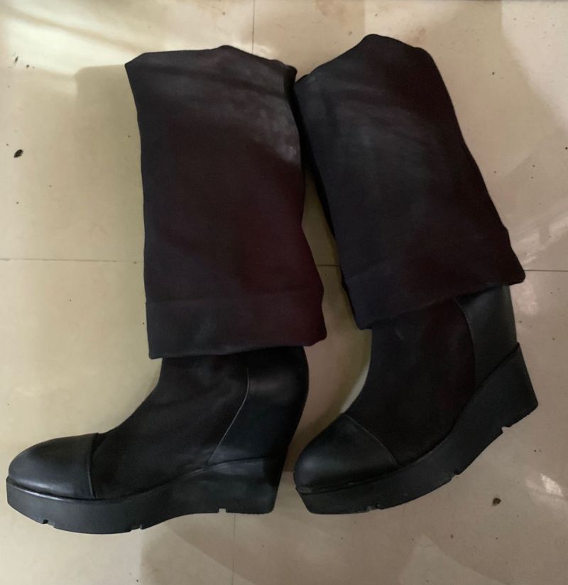Black Wedge Boots