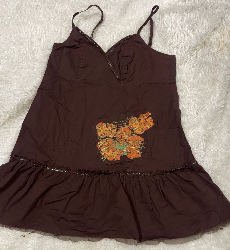 Y2K Brown sleeveless top🤎