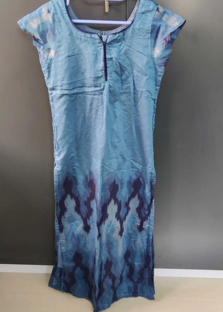 Blue Ombre Ikat Print Kurta