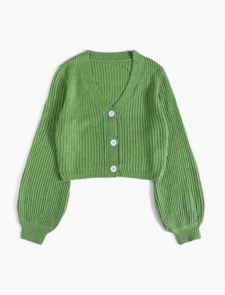 Green Cropped Cardigan