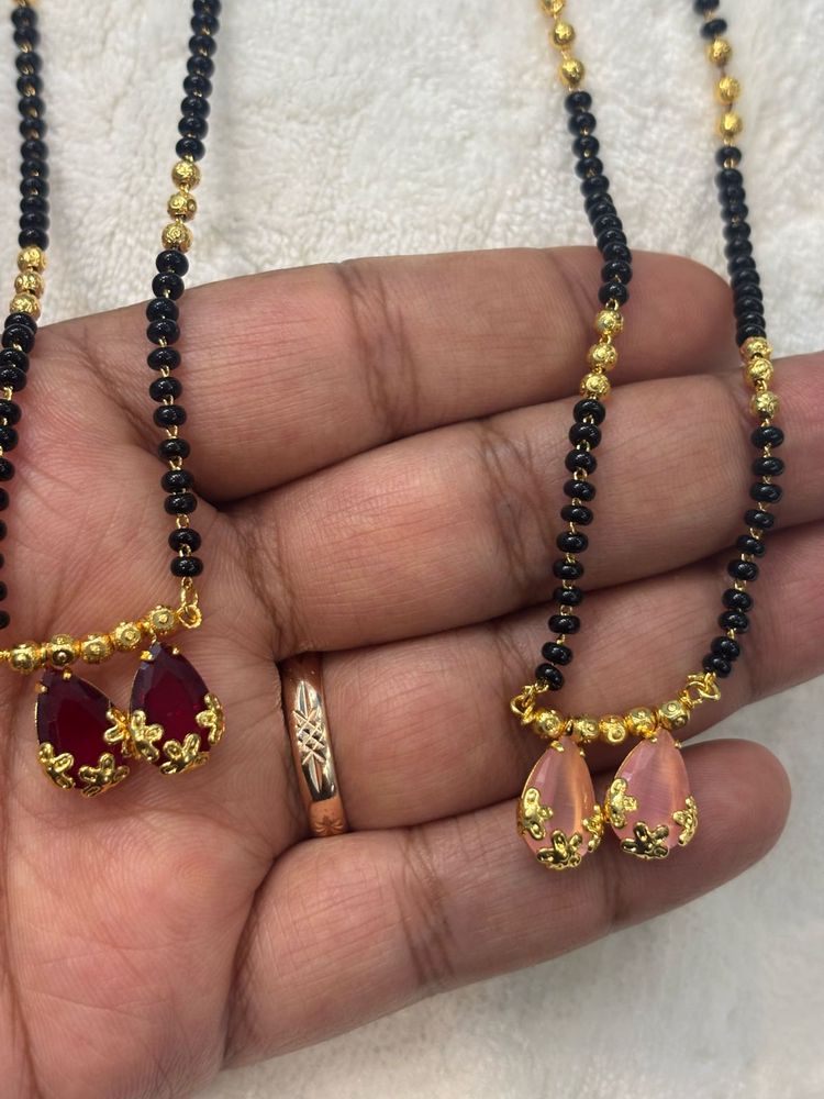 2 piece red and pink Gold Plated Mangalsutra with