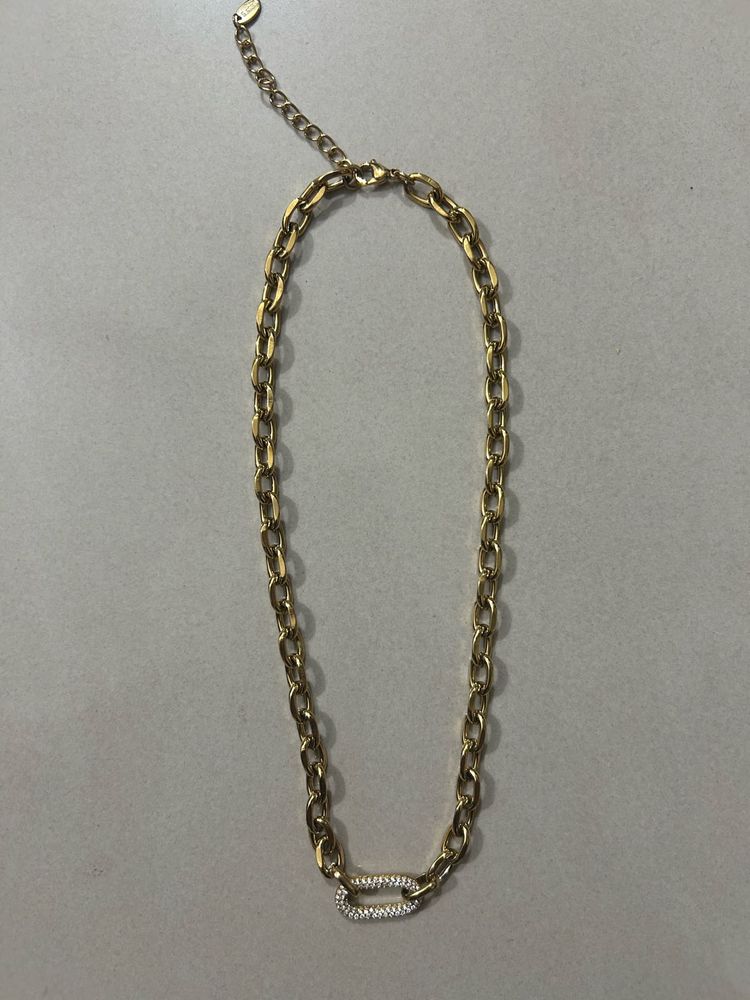 PALMONAS Gold Chain Necklace with Rhinestone