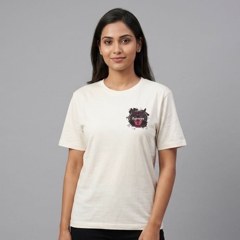 Cream Graphic Print T-Shirt