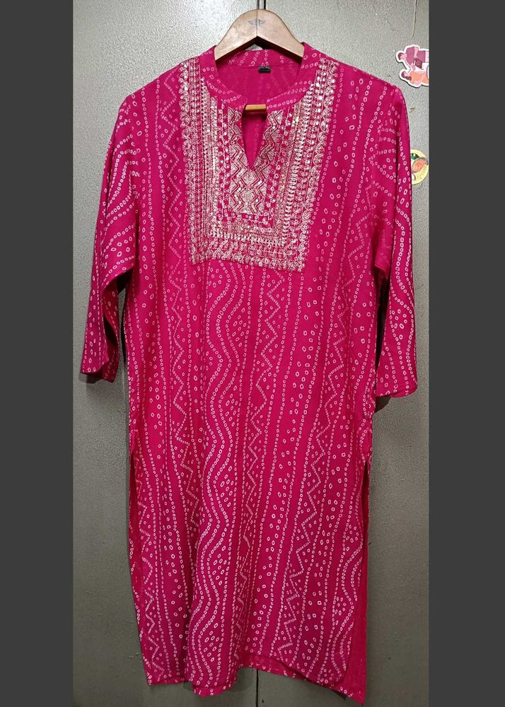 Pink Printed Kurta