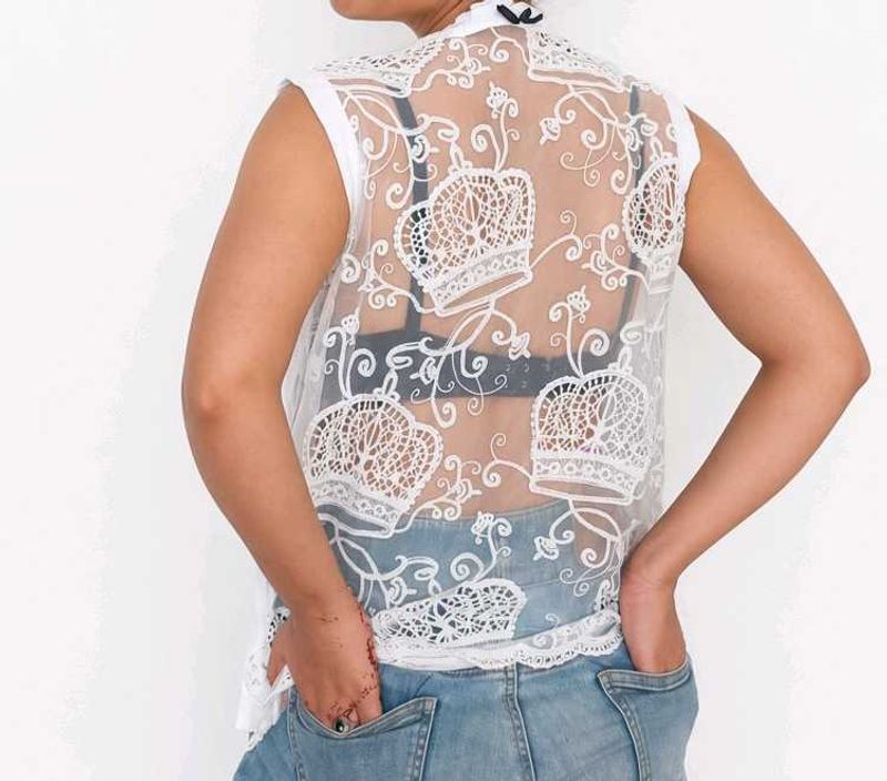 Sheer White Lace Crown Top