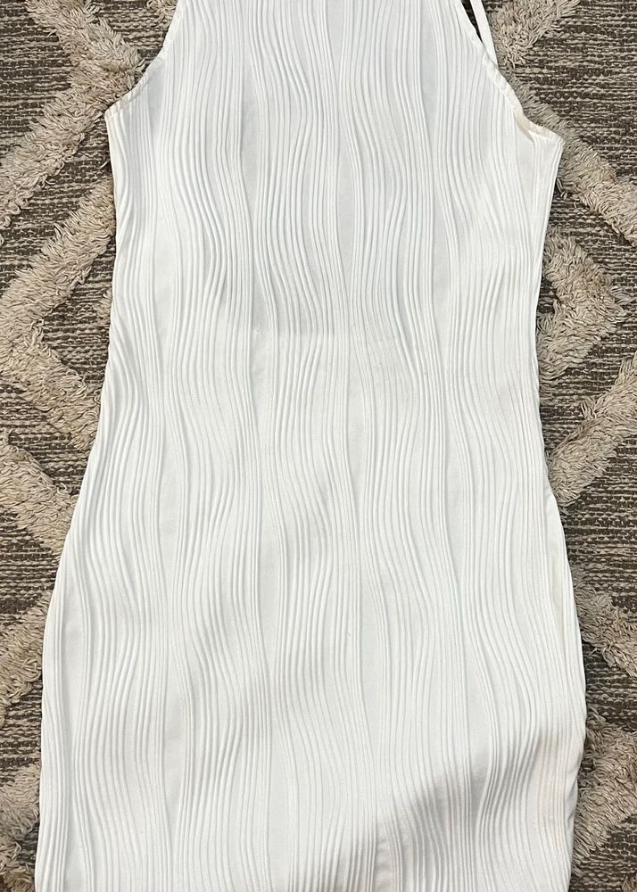 White Textured Bodycon Dress