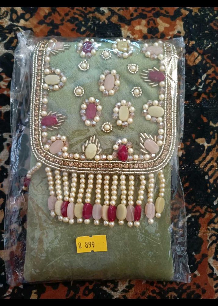 Embellished Green Clutch