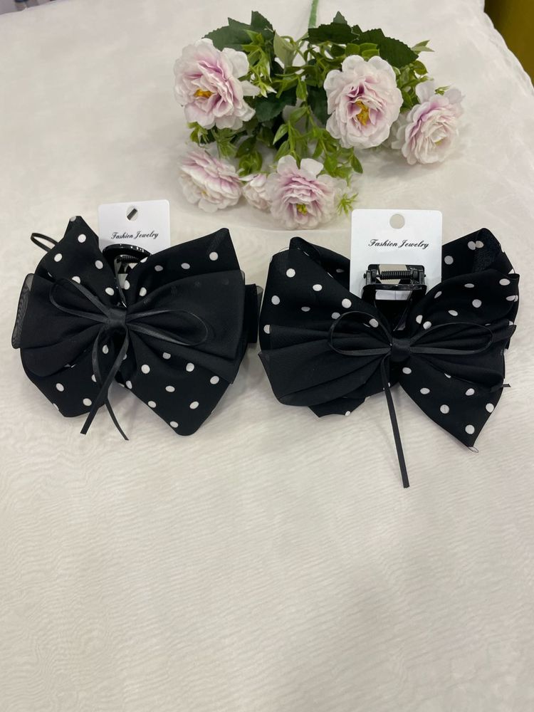 Cute Polka Dot Bow Hair Clips (Set of 2)