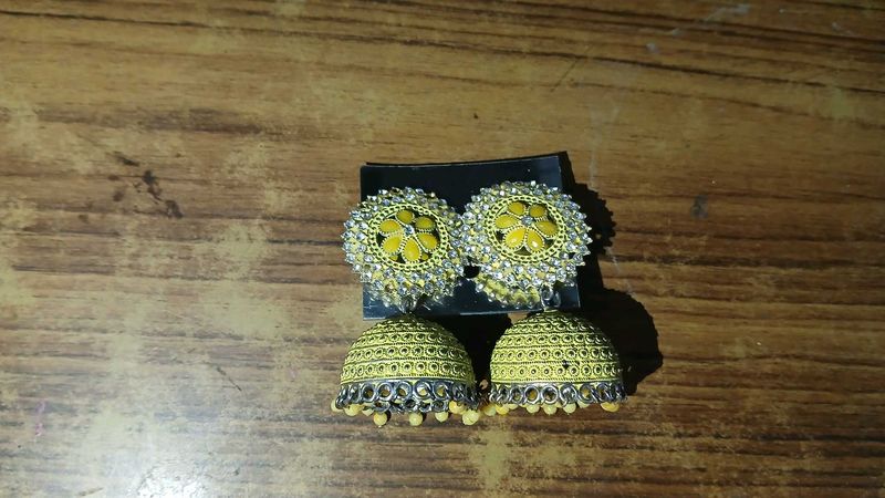 Yellow Jhumka Earrings and others beautiful earing