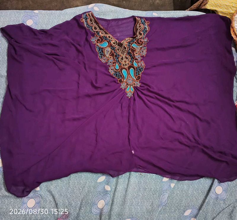 Embellished Purple Kaftan Kurta