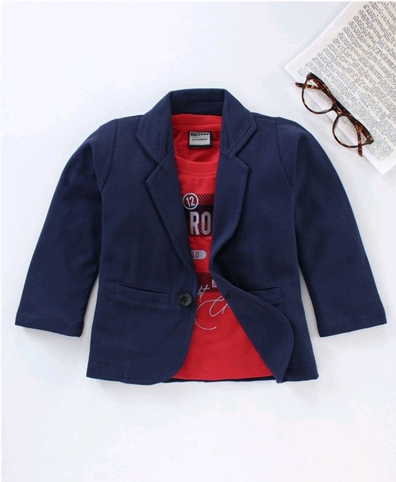 Brand New Blue Blazer &amp; Red Printed Tshirt