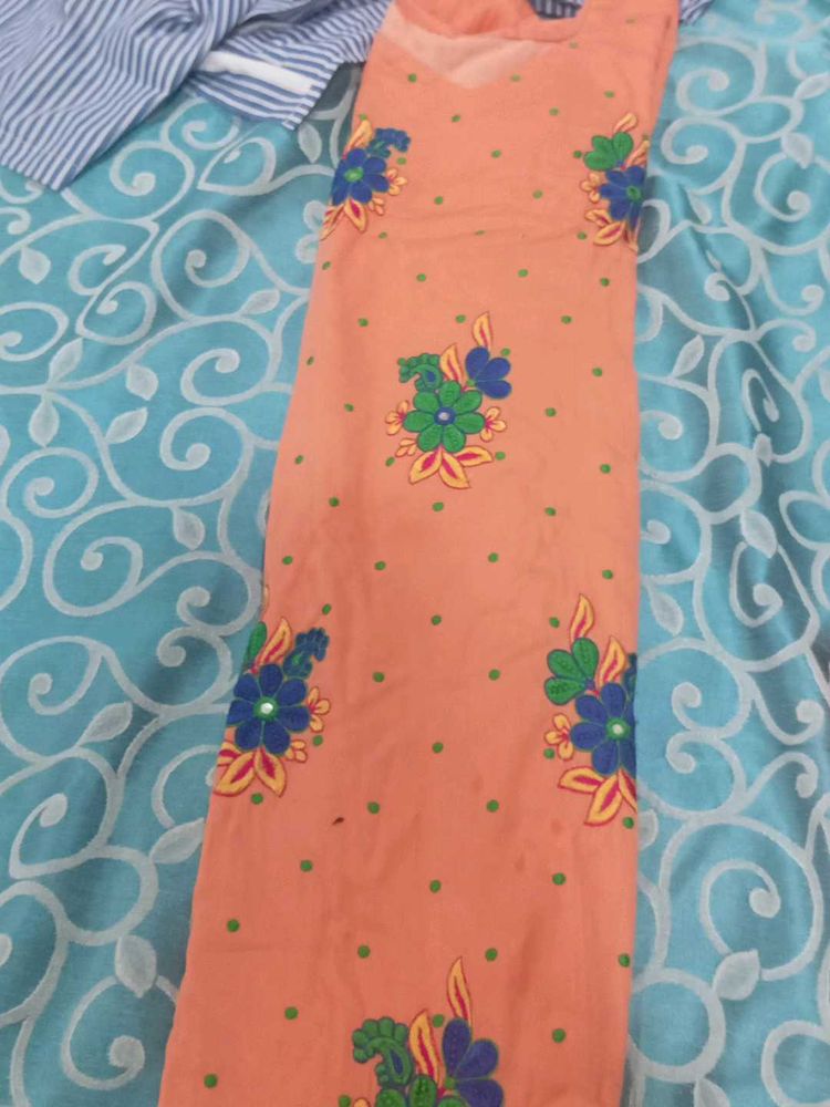 Peach Floral Kurta And Salwar