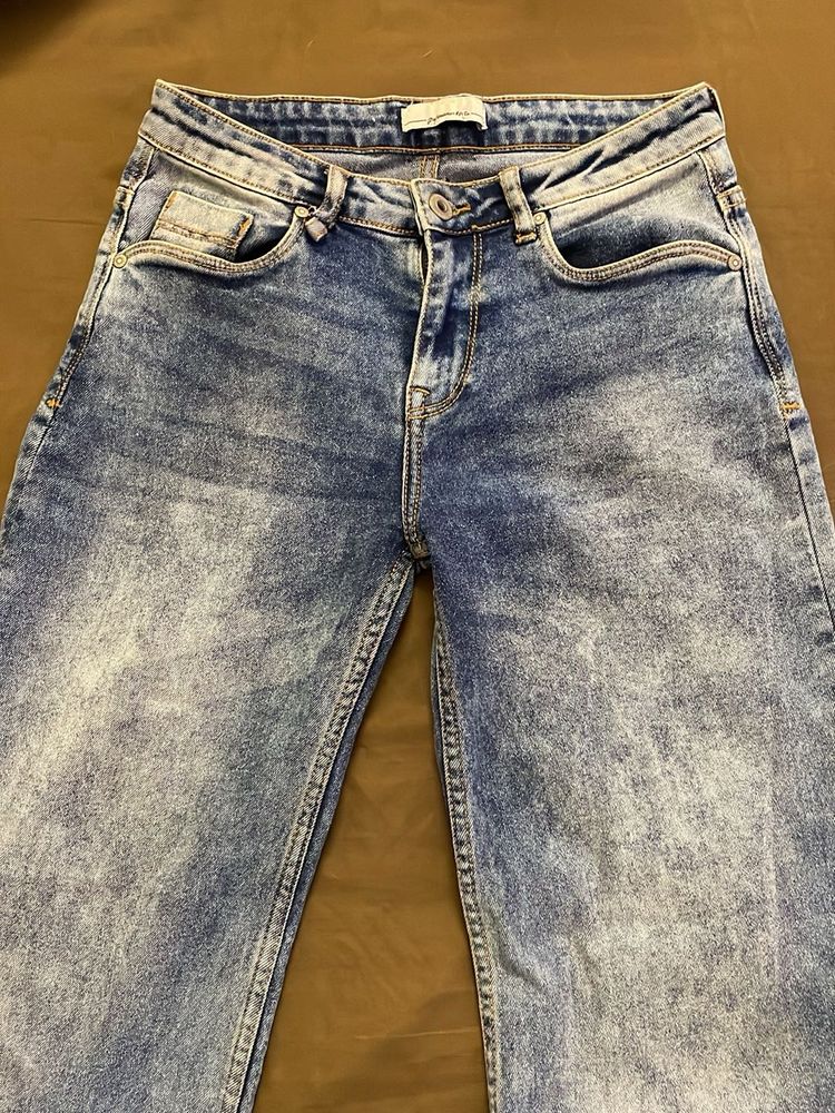 Wide Leg Blue Denim Jeans
