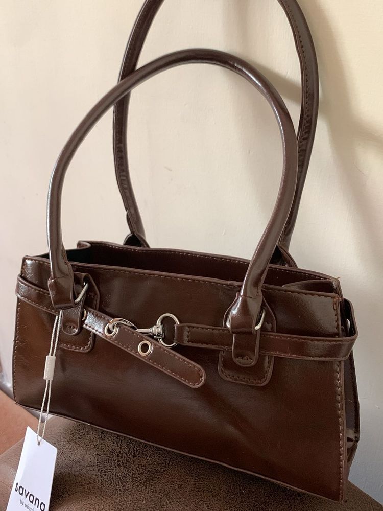 Chic Brown Faux Leather Handbag