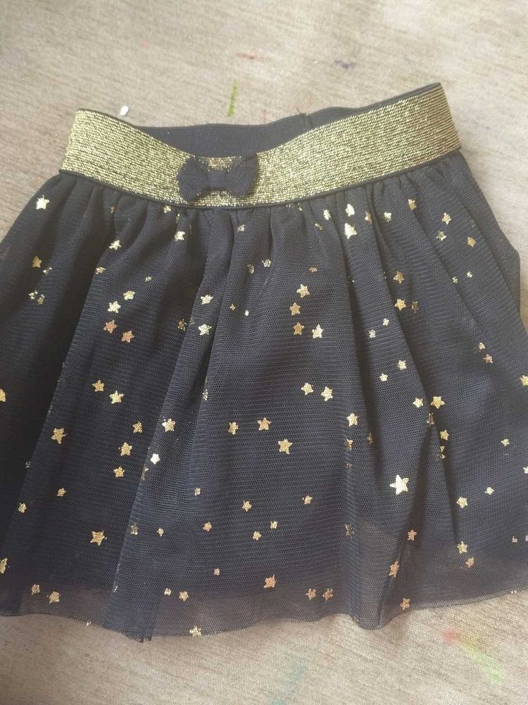 Girls Black Tulle Star Skirt
