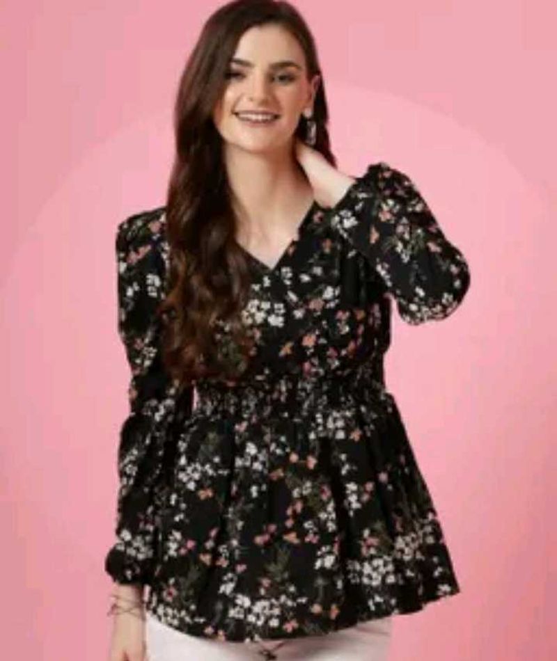 Floral Print V-Neck Peplum Top