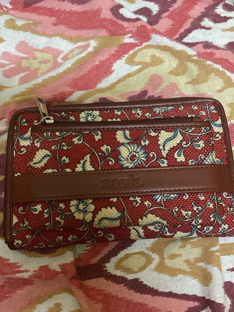 Zouk Red Floral Clutch Wallet