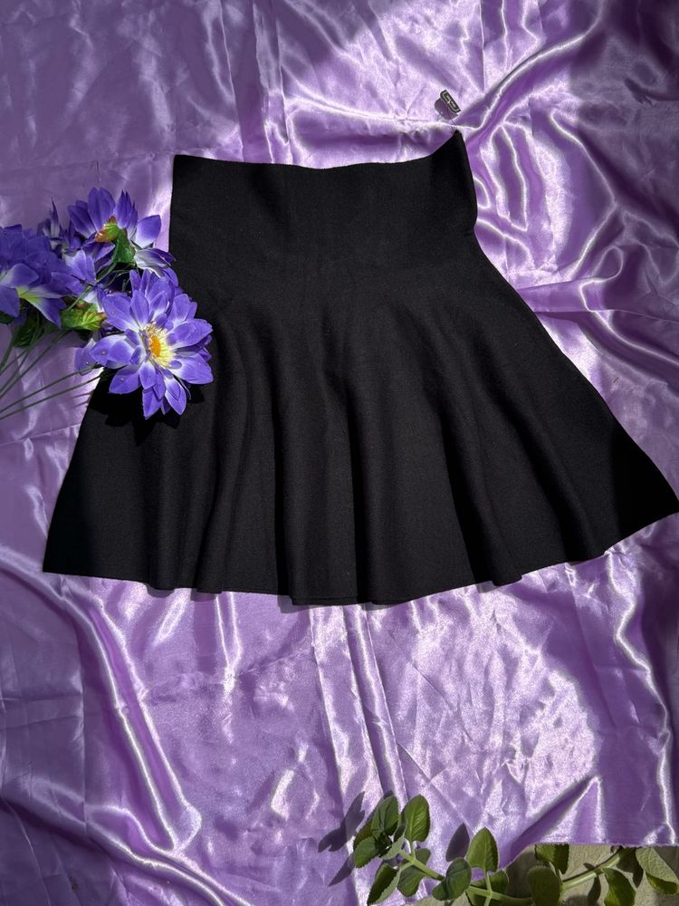 Black Flare Mini Skirt