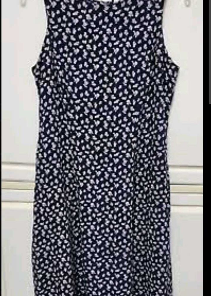 Navy &amp; White Sleeveless Dress