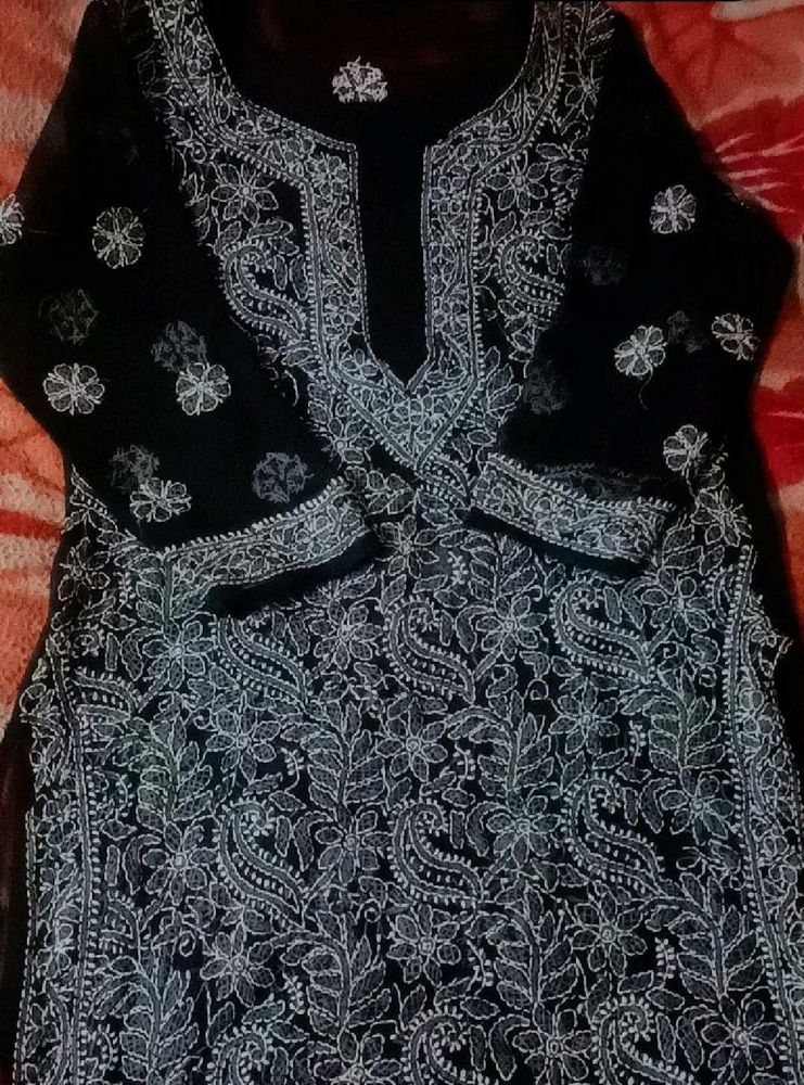 Elegant Black Chikankari Kurta