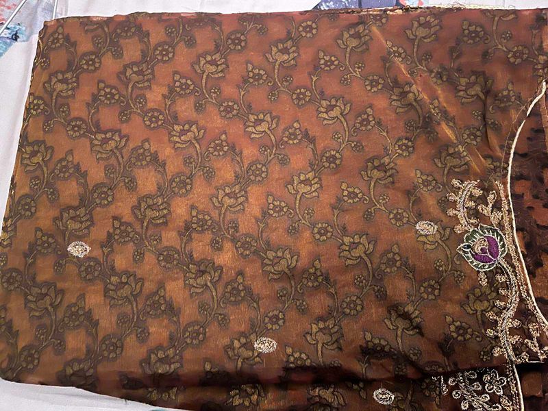Elegant Brown Floral Saree