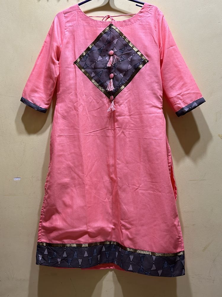 Peach Colour Kurta &amp; Pant With Dupatta Set Size XL