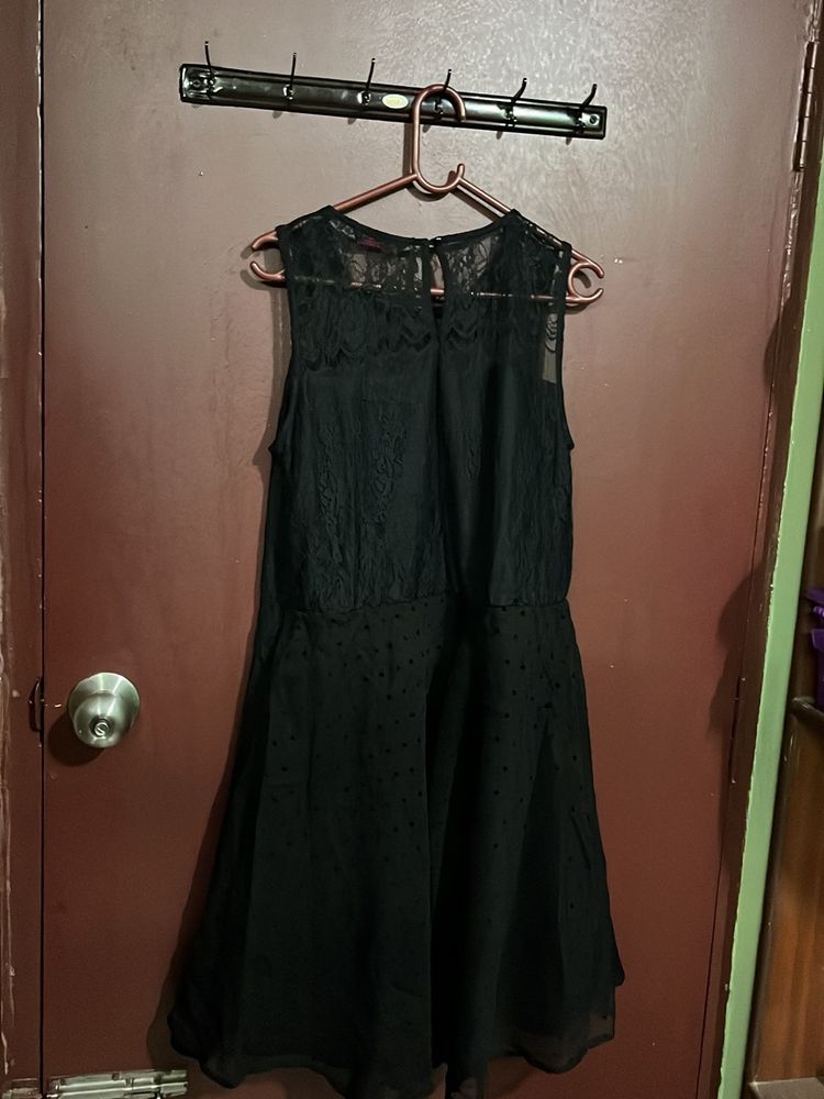 Black Lace &amp; Polka Dot Dress