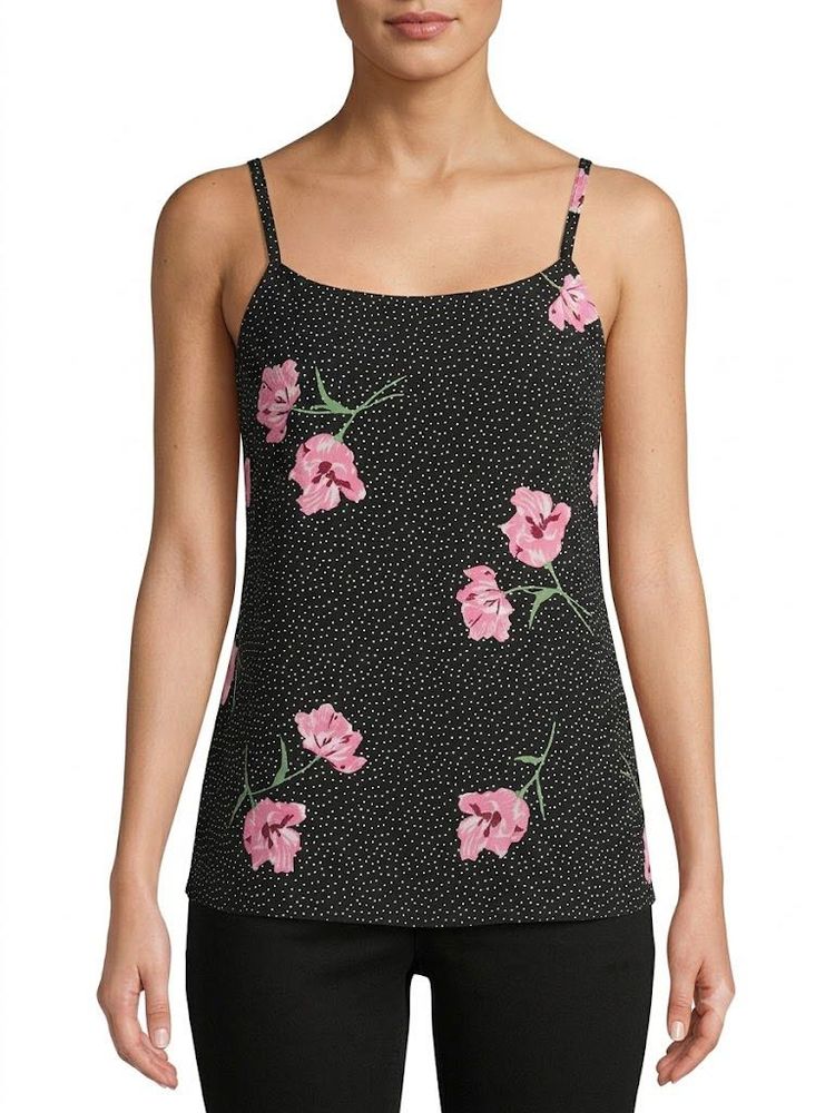 Black Floral Spaghetti Strap Top