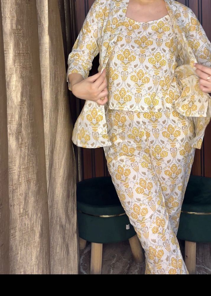 Stylish pure cotton Printed Blazer set
